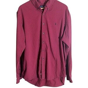 Ralph Lauren Logo‎ Red Black Check Long Sleeve Button Down Shirt Size XXL Men's